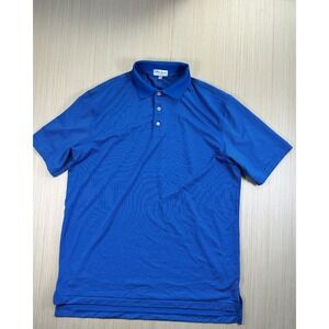 Peter Millar Polo Shirt Mens Large Blue White Striped Summer Comfort Golf Tennis